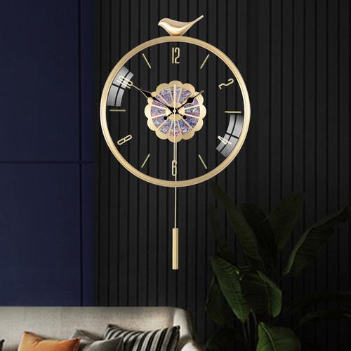 轻奢客厅装饰挂钟家用璧钟现代简约时尚纯铜艺术镂空透视大气钟表